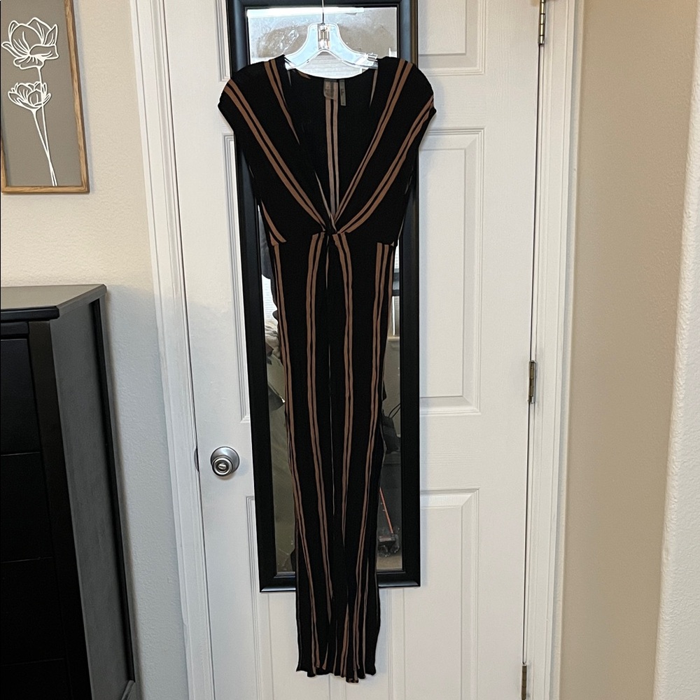 Lulu's Black and Tan Striped Swim Coverup